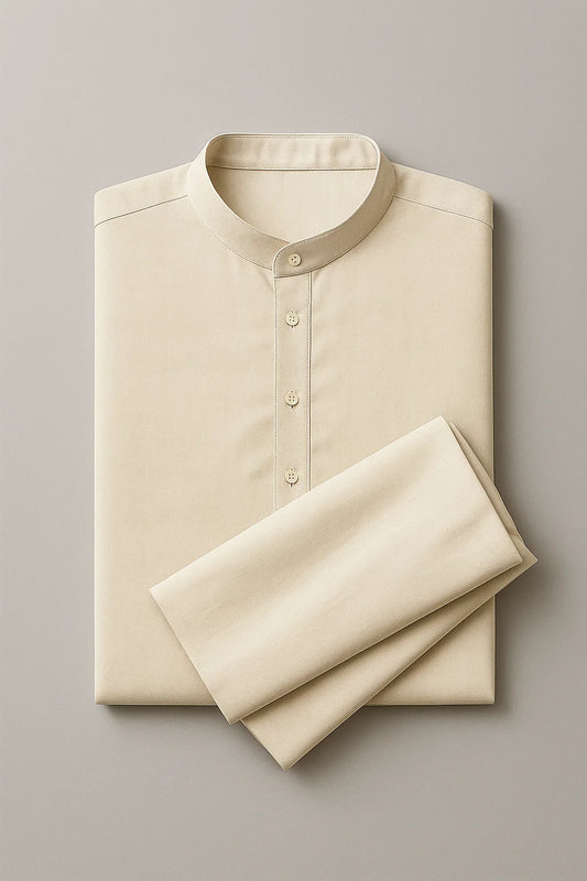 Classic Cotton Shalwar Kameez – Beige