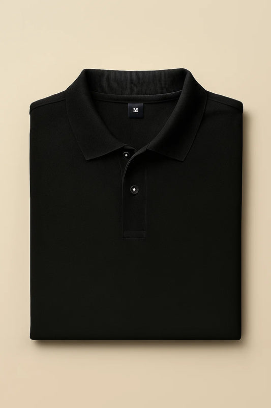 Essential Cotton Polo – Black