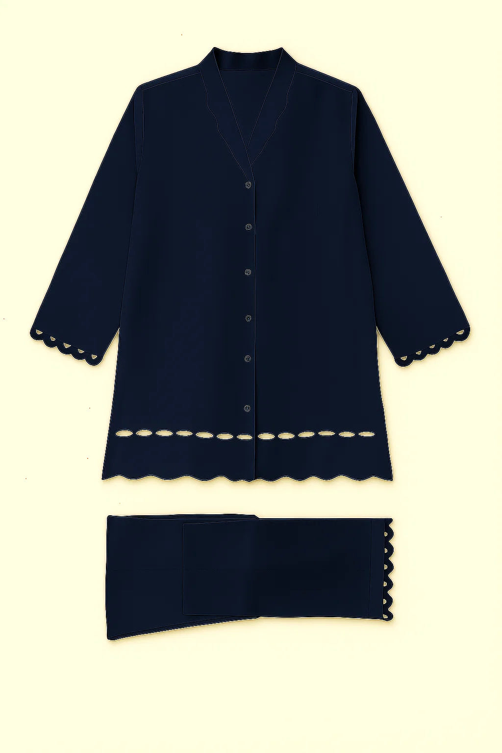 Premium 2-Piece Unstitched -  Navy Blue