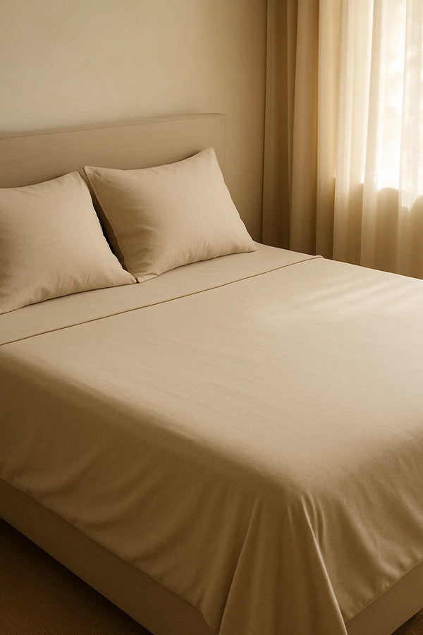 Classic Plain Bed Sheet Set - Beige