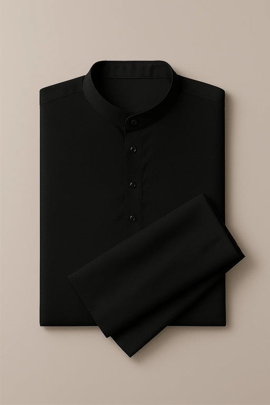 Classic Cotton Shalwar Kameez – Black
