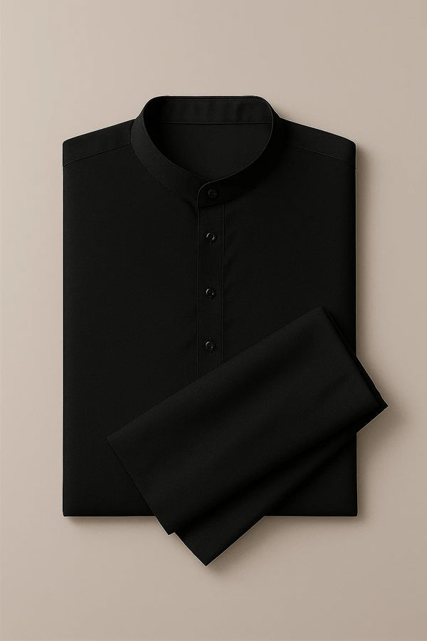 Classic Cotton Shalwar Kameez – Black
