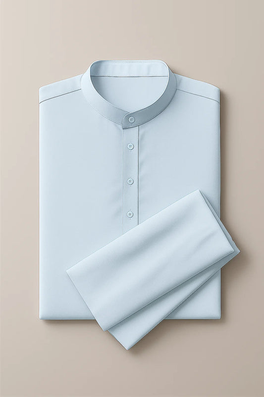 Classic Cotton Shalwar Kameez – Light Blue