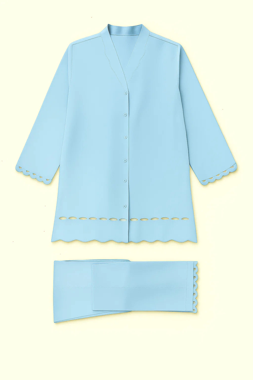 Premium 2-Piece Unstitched -  Light Blue