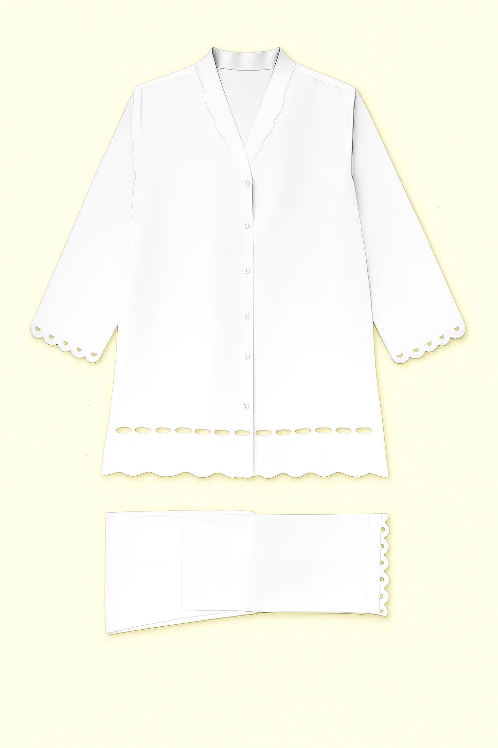 Premium 2-Piece Unstitched -  White