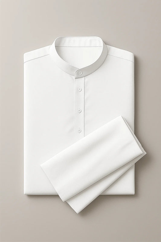Classic Cotton Shalwar Kameez – White